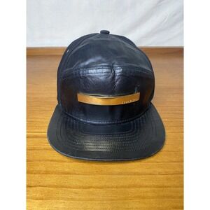 Melin The Bar Gold Plated Leather Wool Hat Strapback Cap Black Suede
